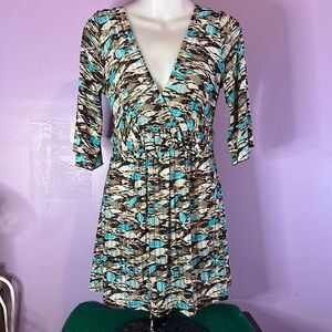Voice Pullover V-Neck Blouse Multicolor Size Large Women's Top Casual